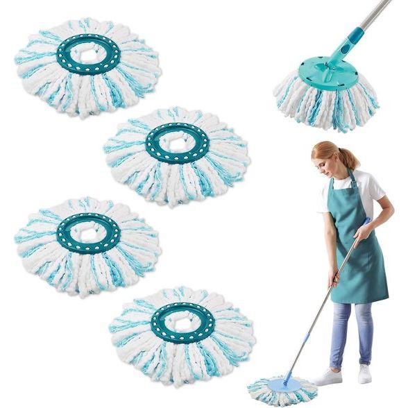 4 stuks reservekoppen voor Leifheit Clean Twist Disc Mop Micro Set, 2-vezelsysteem voor Leifheit Clean Twist M dweilmop ronde vloerwisser reserveonderdelen, voor alle vloertypen, vuilopname