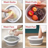 Waskom, opvouwbare kom, 5 liter, campingwastafel, 32 cm, grijs, draagbare vouwbak, opvouwbare wasbak, opbergcontainer voor thuis, keuken, camping