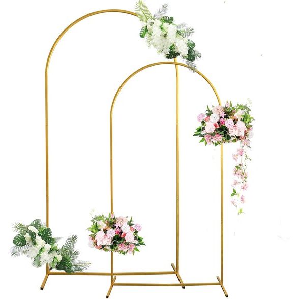 Metalen ballonnenboogset, rozenboogstandaard, bloemen, gouden luchtballon, boogframe, bruiloft, stabiliseren, voor verjaardagsdecoratie, bruiloftsdecoratie (180 x 80 cm)