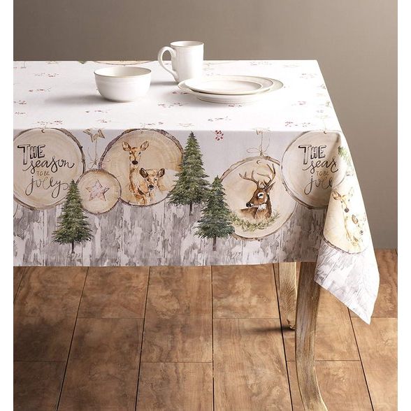 Mountain Life Tafelkleed van 100% katoen, voor keuken, diner, tafelblad, decoratiefeesten, bruiloften, Thanksgiving, Kerstmis, rechthoekig, 140 cm x 180 cm