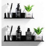 Bestdon douchemand zonder boren - doucheplank zelfklevend in een set van 2 metalen doucheplank, badkamerplank voor badkamer, slaapkamer, keuken, zwart, lengte 30/40cm