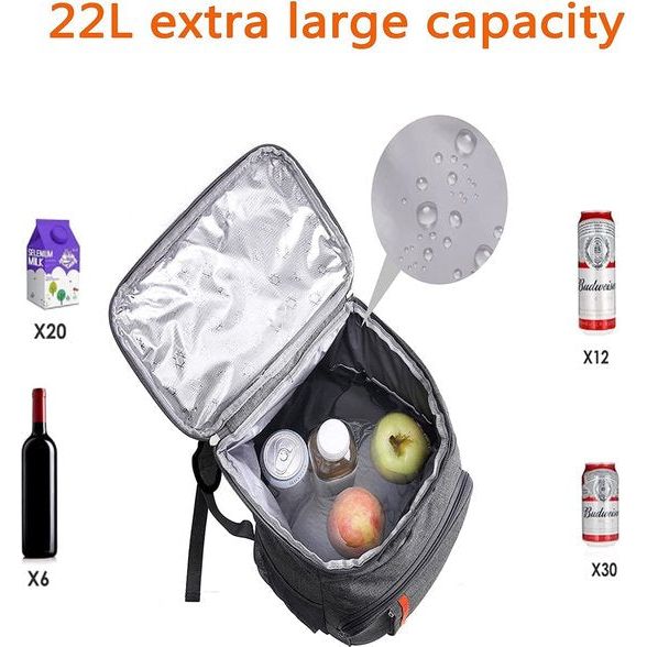 22L koelrugzak picknicktas koelrugzak grote geïsoleerde koeltas, heren dames voor strand, picknick, camping, barbecue, barbecue, wandelen eten en drinken