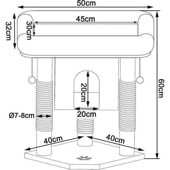 Krabpaal, klimboom, kattenkrabpaal, kattenboom, hoogte 60 cm, donkergrijs