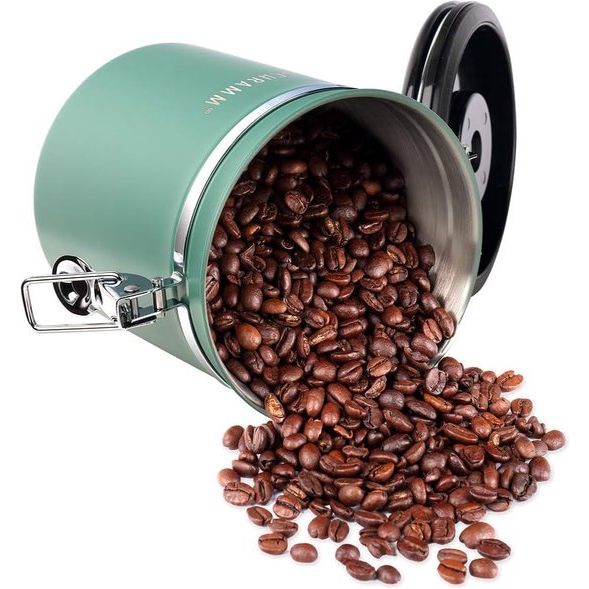 Koffiekan 1500 ml in 10 kleuren met doseerlepel Hoogte 15 cm Koffiekan roestvrij staal Kleur: groen