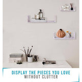 Rustieke zwevende plank in U-vorm in vintage design - set van 3 - inclusief schroeven en pluggen - houten planken van landhuis voor slaapkamer, woonkamer en meer - rustiek design - wit