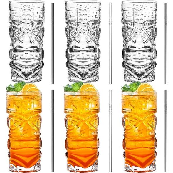 Heldere Tiki-glazenset van 170-400 ml moderne bar Tiki-cocktailglas, perfect voor exotische cocktails Mai Tai Hawaiiaanse cocktails tropisch eiland drinkgereiset