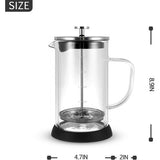 French Press Koffiezetapparaat met hittebestendige karaf, hoogwaardige roestvrijstalen koffiepers met 4-traps filter, 1000 ml