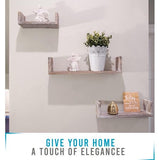 Rustieke zwevende plank in U-vorm in vintage design - set van 3 - inclusief schroeven en pluggen - houten planken van landhuis voor slaapkamer, woonkamer en meer - rustiek design - wit