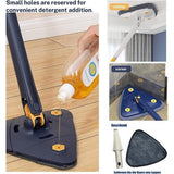 Dweilmop met uitwringfunctie, 360 graden draaibaar, verstelbare reinigingsmop, driehoekige dweilmop set met 6 doeken voor vloer, hardhout, ramen, vloer, muur, tegels, hardhout