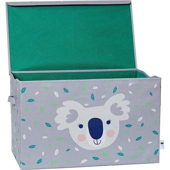 Opbergdoos met deksel, grote kist van stof, robuust en extra stabiel, grijs met koala, 62 x 38 x 39 cm