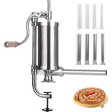 vMASTER FENG Sausage Filler, Horizontal Kitchen Aluminium Sausage Filling Machine with Suction Base Packed 4 Size Professional Filling Nozzles for Homemade Sausages