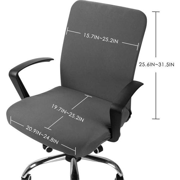 Bureaustoelhoes, bureaustoelhoes, stoelhoezen, draaistoel, overtrek, moderne stoelovertrek, fauteuilhoes, elastisch, wasbaar, set voor bureaustoel, computer, bureaustoel (geen stoel) (grijs, M)