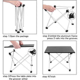 Klaptafel, draagbare campingtafel, aluminium inklapbaar tafelblad, ultralicht compact met draagtas voor buiten, strand (klein, 16"x13,5)