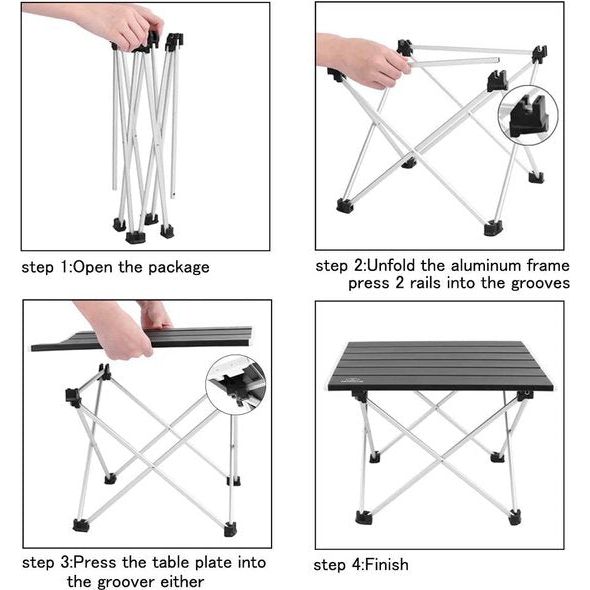 Klaptafel, draagbare campingtafel, aluminium inklapbaar tafelblad, ultralicht compact met draagtas voor buiten, strand (klein, 16"x13,5)