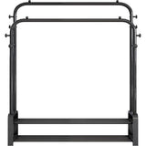 Multifunctionele vrijstaande kledingstandaard met dubbele hengeldesign kleerhangers, 8 haken en 2 schoenenrekken voor slaapkamer, kapstok, zwart