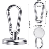Magneethaken, 8 stuks zilveren magneethaken met veergesp, neodymium magneethaken 32 mm 45 kg (100 lb) magneetkracht sterke magneet met haak, magneethaak extra sterk, cruisehaak om op te hangen