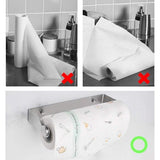 Keukenpapierhouder, wandrolhouder voor wandmontage, roestvrij staal, keukenrolhouder, zonder boren, papierrolhouder, wandrolhouder voor keukencrêpe, rolhouder voor keuken, badkamer, spoelbak
