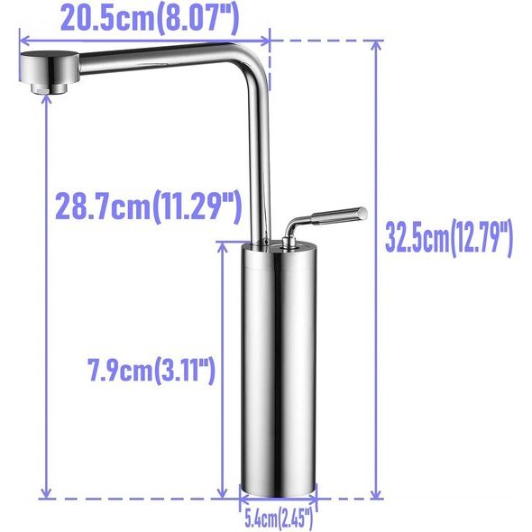 Wastafelkranen Wastafelkraan High Body Chroom Zwanenhals Enkele handgreep Enkelgatsmontage Messing