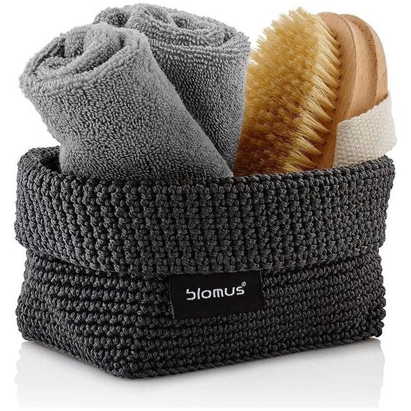 mand M van kunstvezel, antraciet, mand voor opslag, hoogwaardige afwerking, exclusieve look, ideaal voor handdoeken, cosmetica enz. (H / B / D: 9 x 10 x 15 cm, antraciet