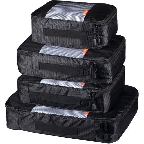 Packing Cubes for Travel Waterdichte Handbagage Waszak Organizer voor Schoenentas Set van 4 Packs Zwart