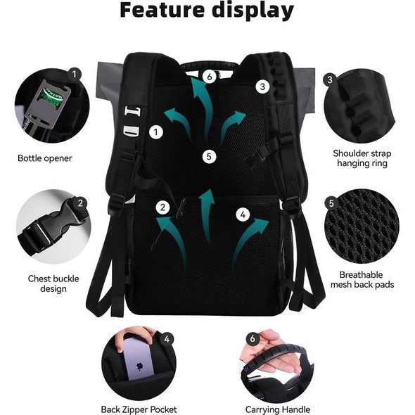 35 liter thermische rugzak, koelrugzak, koeltas, waterdichte picknickrugzak met flesopener, voor picknick, camping, strand, wandelen, reizen, winkelen