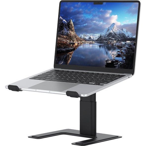 Laptopstandaard voor bureau Computerstandaard In hoogte verstelbaar Ergonomisch Notebook Laptop Riser Aluminium metalen beugel Compatibel met 10 tot 15,6 inch notebook Zwart