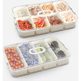 Snackdoos met compartimenten, 2 stuks snackbewaardoos, fruit- en groentebak met 8+4 compartimenten, voedselopslagcontainer voor koelkast en voorraadkast voor snacks, fruit en kruiden.