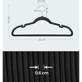 Kleerhangers fluweel, set van 30, antislip, met inkepingen op de schouders, brug voor broeken, 360° draaibare haak, ruimtebesparend, 0,6 cm dik, 43 cm breed, zwart