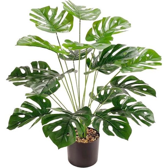 Splitphilo Kunstplant, 75 cm, monstera-plant, 18 takken in pot, echte touch, grote tropische Hawaï-groene nepplant, voor slaapkamer, kantoor, tuin, bruiloft, feest, decoratie