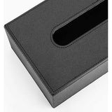 PU-lederen cosmeticadoekendoos, rechthoekige papieren doekjesbox, tissuebox met magnetische afdekking en mooie steken voor eetkamer, badkamer, slaapkamer, auto, kantoor - zwart