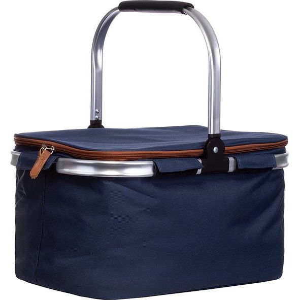 Winkelmand koelmand shopper lunchtas koeltas picknickmand inklapbaar (ca. 46x29x26 cm, donkerblauw)