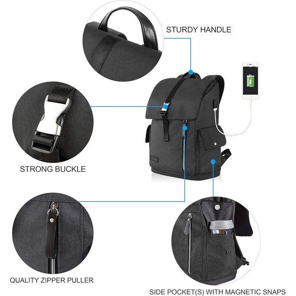 Laptoprugzak 17,3 inch dames heren schooltas dagrugzak waterbestendig grote bagage tablet voor universiteit/reizen/vrouwen/heren-zwart