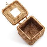 Rotan gezichtsdoekjesdoos, decoratieve geweven gezichtsdoekjeshouder, tissuedispenser voor badkamer/keuken/kantoor, 14,5 x 14,5 x 12,7 cm