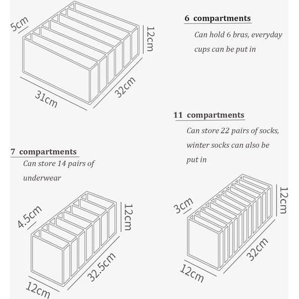 Ondergoed-organizer, 4 stuks, bustehouder, opbergdoos, wit, ondergoed, organizer, kast, ondergoed, organizer, box for beha's, sokken, onderbroeken, stropdassen, ondergoed