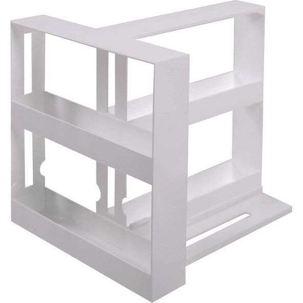 Kruidenrek, uittrekbaar, wit, draaibaar opbergsysteem voor specerijen en medicijnen, ruimtebesparend nisrek van kunststof, ideaal als kastinzet in keuken en badkamer, 27,5 x 10,5 x 28 cm