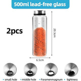 Kruidenpotjes, 500 ml, met draaideksel, 2 stuks borosilicaatglas, kruidenstrooier met 3 soorten roestvrijstalen kruidengaten, horen voor keuken, eetkamer, barbecue in de open lucht