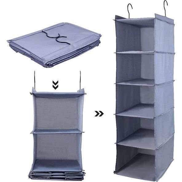 Ophangrek, opslag met 5 vakken en een lade, hangrek, kledingkast, hangrek met laden, hangrek