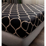 Hoeslaken, 200 x 200 cm, zwart geometrisch roosterpatroon hoeslaken, zacht microvezel boxspringlaken geschikt voor matrassen van 30 cm