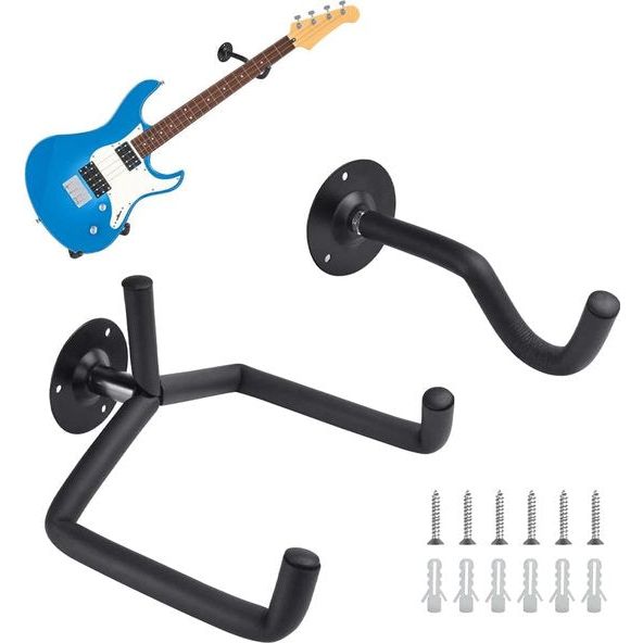Pack of 2 Guitar Holder Wall Mount Angled Guitar Hanger Wall Guitar Holder Wall for Acoustic Guitar, Classical Guitar, Electric Guitar, Bass, Ukulele