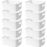 Set van 10 plastic opbergdozen met handgrepen, een keukenkast organizer box, manden voor opslag en een plastic doos voor de badkamerplank (wit).