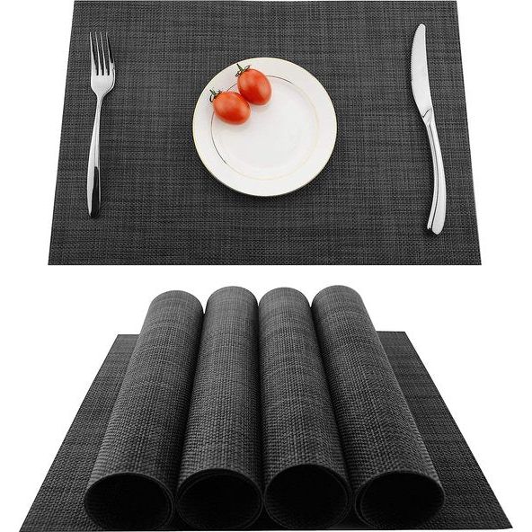 Placemats, 4 stuks, anti-slip, afwasbaar, gemaakt van pvc, hittebestendig en vuilafstotend, voor keuken en eetttafel