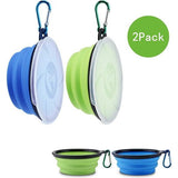 Set van 2 opvouwbare hondenbakken, reisbak voor huisdieren met deksel en haak, draagbare siliconen voerbak, hondenbak voor reizen, wandelingen, kennel, kamperen (450 ml, blauw en groen)