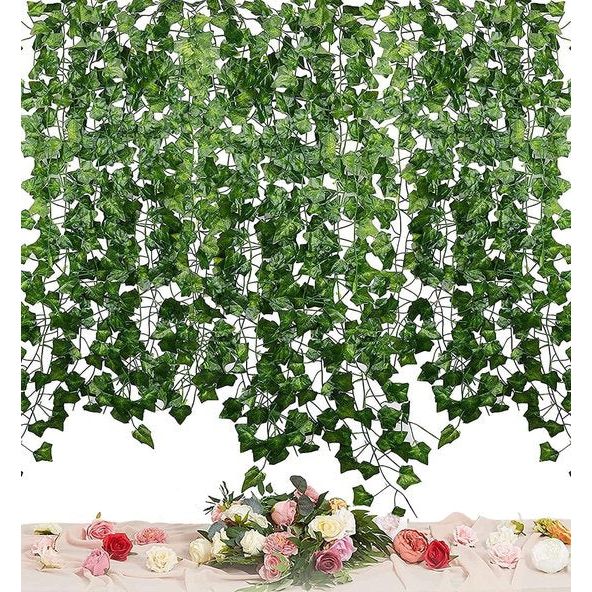 Bladslinger, bladeren, decoratie, kunstgroen, klimop, planten voor thuisdecoratie, binnen en buiten, (Ivy Leaves/16 stranden)