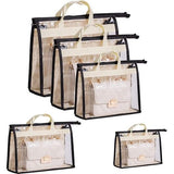 Set van 5 handtas-organizer, stofbeschermingszakken, transparant, anti-stof, portemonnee, opbergtas voor hangkast met ritssluiting en handgreep, ruimtebesparende opbergtas