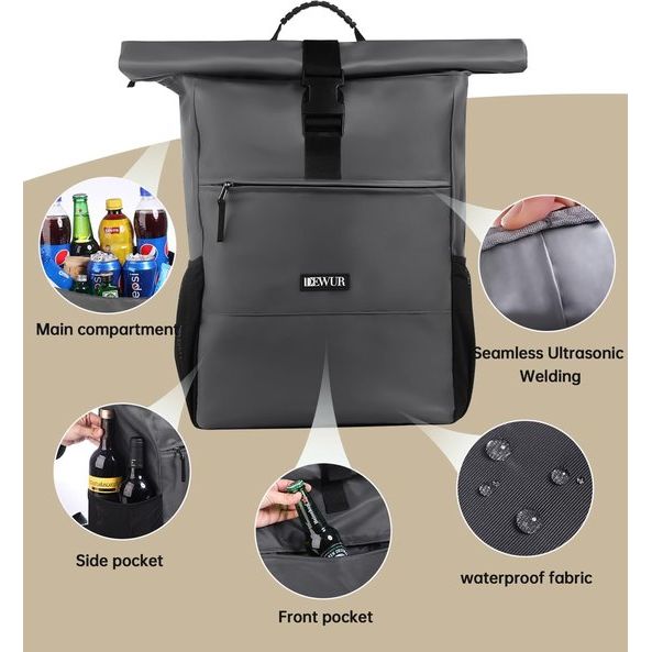 35 liter thermische rugzak, koelrugzak, koeltas, waterdichte picknickrugzak met flesopener, voor picknick, camping, strand, wandelen, reizen, winkelen