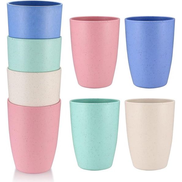 Set van 8 drinkbekers van 350 ml, koffiekopjes voor kinderen en volwassenen, herbruikbare en onbreekbare kopjes voor water, melk, theekopjes, kopjes