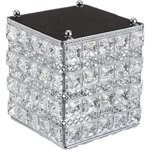 Kristal Zilver Cosmetische Tissue Box Gemaakt van Glas Metaal Tissue Box Tissue Dispenser Tissue Box Decoratie voor Woonkamer Eetkamer Hotel Restaurant Kantoor Vierkant