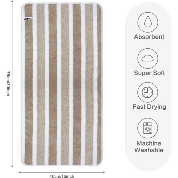 Set van 2 microvezel handdoeken, sterk waterabsorberende microvezel handdoeken, super zachte douchehanddoeken, sneldrogend en absorberend, 40 cm x 76 cm, bruin