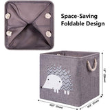 Opbergdoos voor kinderen, set van 4, 28 x 28 x 28 cm, opvouwbare opbergmand voor kinderplank. Ideaal voor Kallax-gebruik, speelgoedkist, speelgoed, boeken, kinderkamer. Grijze olifant