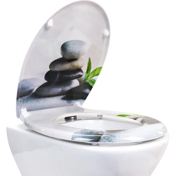 Wc-bril met softclosemechanisme, toiletdeksel met motief, wc-deksel van duroplast, wc-bril met Quick Release-functie, wc-bril bevestiging van bovenaf